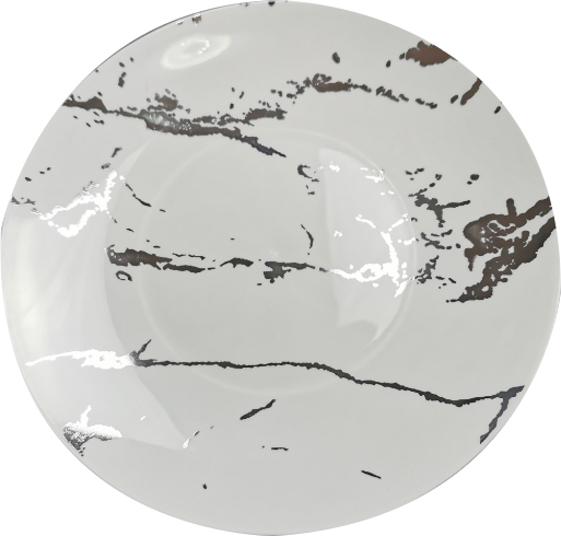 10 White & Silver 6" Hard Plastic Plates