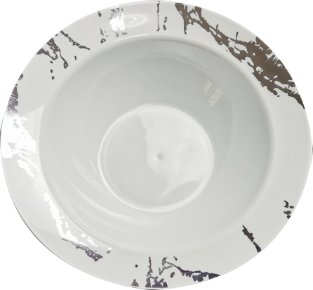 10 White & Silver Hard Plastic Soup Bowls