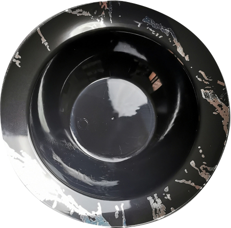 10 Black & Silver Hard Plastic Small 5 oz Bowls
