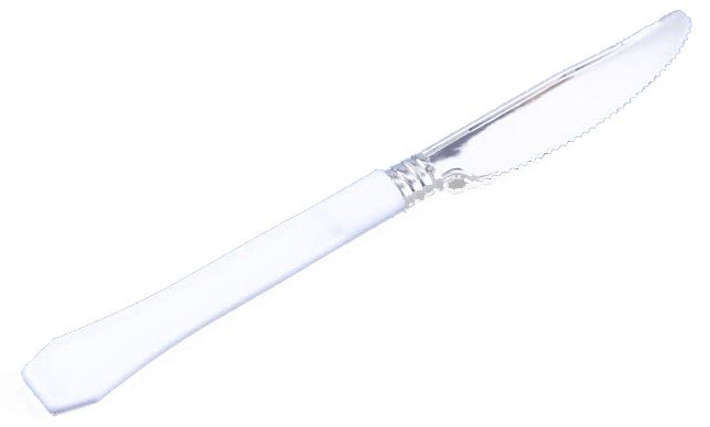 10 Silver with White Handle Plastic Knives