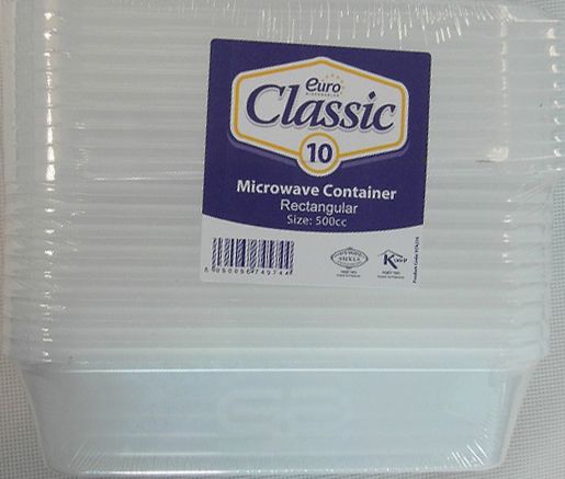 10 x 500cc Microwave Rectangular Containers