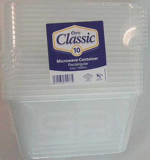 10 x 1000cc Microwave Rectangular Containers