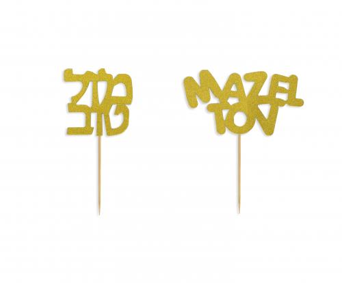 Mazel Tov Gold Cake Toppers