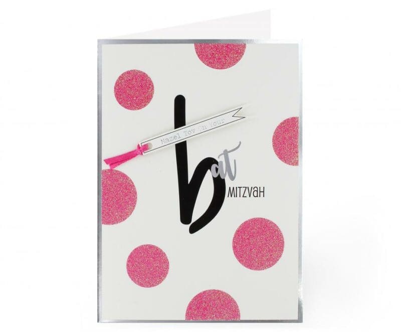 Bat Mitzvah Pink Polks Dots Card