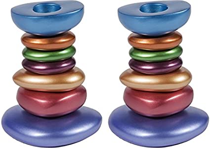Yair Emanuel Anodized Aluminum Multi Coloured Shabbat Candle